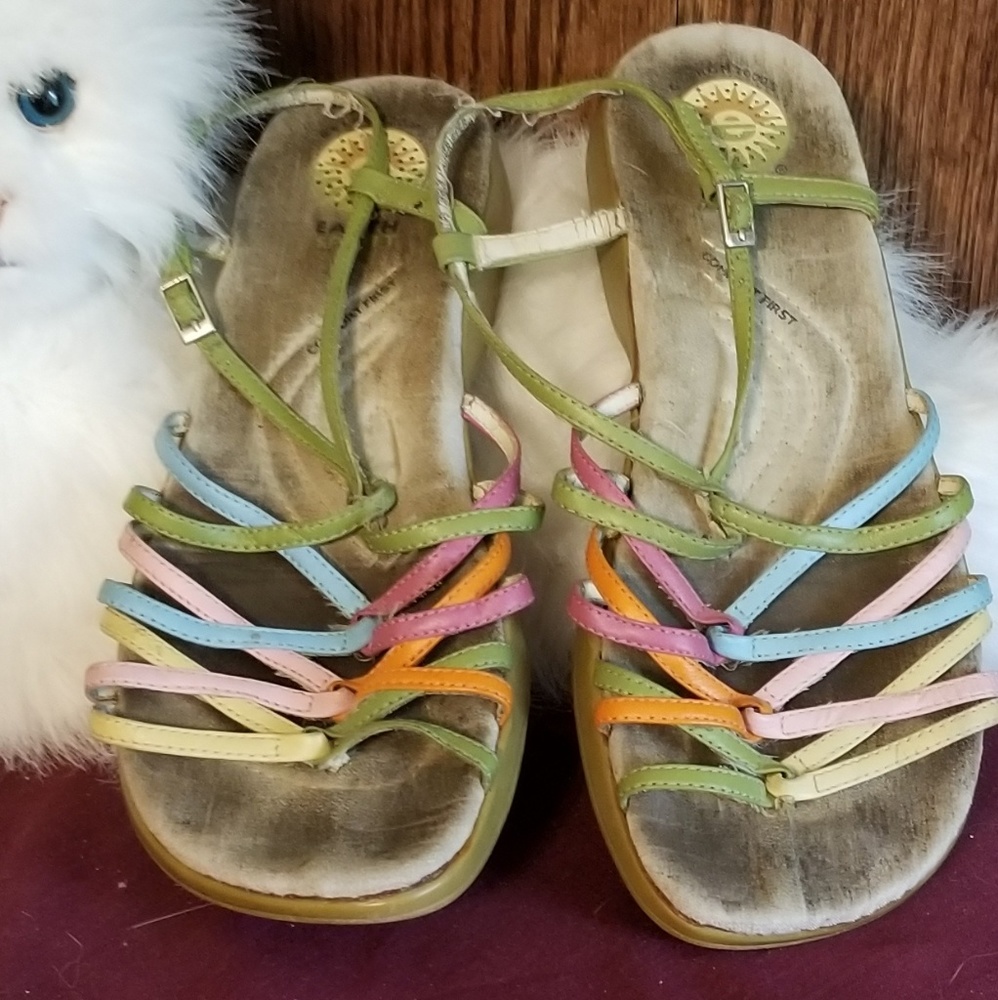 Earth Spirit multi color strap sandals